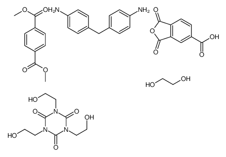 1,4-苯二羧酸二甲酯与1,3-二氢-1,3-二氧代-5-异苯并呋喃羧酸、1,2-乙二醇、4,4’-亚甲基二(苯胺)和1,3,5-三(2-羟乙基)-1,3,5-三嗪-2,4,6(1H,3H,5H)三酮的聚合物结构式