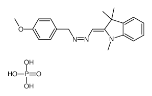 2-[[(4-methoxyphenyl)methylhydrazono]methyl]-1,3,3-trimethyl-3H-indolium dihydrogen phosphate结构式