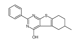 6-methyl-2-phenyl-5,6,7,8-tetrahydro-3H-[1]benzothiolo[2,3-d]pyrimidin-4-one结构式