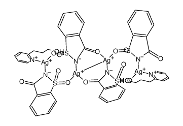 [silver(I)4(saccharinato)4(2-pyridinepropanol)2] Structure