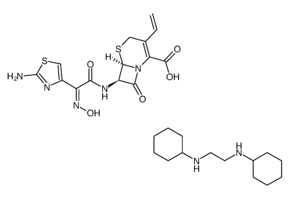 N,N'-dicyclohexylethane-1,2-diamine salt of 7β-[2-(2-amino-4-thiazolyl)-2-((Z)-hydroxyimino)acetamido]-3-vinyl-3-cephem-4-carboxylic acid结构式