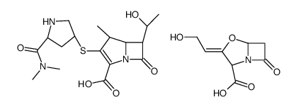 (4R,5S,6S)-3-[(3S,5S)-5-(dimethylcarbamoyl)pyrrolidin-3-yl]sulfanyl-6-[(1R)-1-hydroxyethyl]-4-methyl-7-oxo-1-azabicyclo[3.2.0]hept-2-ene-2-carboxylic acid,(2R,3Z,5R)-3-(2-hydroxyethylidene)-7-oxo-4-oxa-1-azabicyclo[3.2.0]heptane-2-carboxylic acid结构式