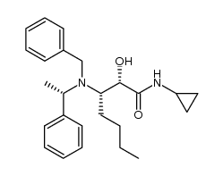 (2S,3S)-3-(benzyl((S)-1-phenylethyl)amino)-N-cyclopropyl-2-hydroxyheptanamide结构式