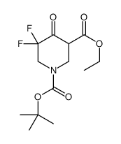 1-叔丁基 3-乙基 5,5-二氟-4-氧代哌啶-1,3-二羧酸酯结构式