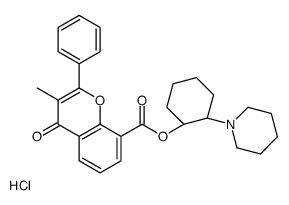 4H-1-Benzopyran-8-carboxylic acid, 3-methyl-4-oxo-2-phenyl-, 2-(1-pipe ridinyl)cyclohexyl ester, hydrochloride, trans-(+-)- Structure