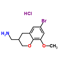 1-(6-Bromo-8-methoxy-3,4-dihydro-2H-chromen-3-yl)methanamine hydrochloride (1:1)结构式