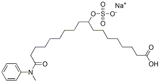 sodium hydrogen N-methyl-N-phenyl-10-(sulphonatooxy)octadecanamidate结构式