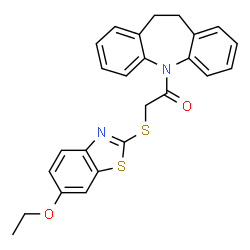 5-{[(6-ethoxy-1,3-benzothiazol-2-yl)sulfanyl]acetyl}-10,11-dihydro-5H-dibenzo[b,f]azepine结构式
