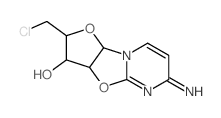 6H-Furo[2',3':4,5]oxazolo[3,2-a]pyrimidin-3-ol,2-(chloromethyl)-2,3,3a,9a-tetrahydro-6-imino-, hydrochloride (1:1),(2S,3S,3aS,9aR)-结构式