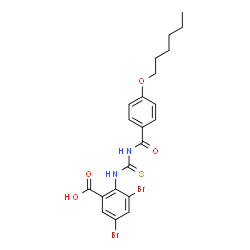 3,5-DIBROMO-2-[[[[4-(HEXYLOXY)BENZOYL]AMINO]THIOXOMETHYL]AMINO]-BENZOIC ACID structure