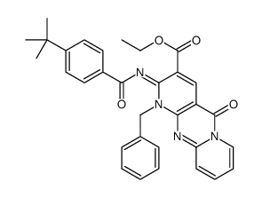 ethyl 1-benzyl-2-(4-tert-butylbenzoyl)imino-5-oxodipyrido[1,2-d:3',4'-f]pyrimidine-3-carboxylate结构式