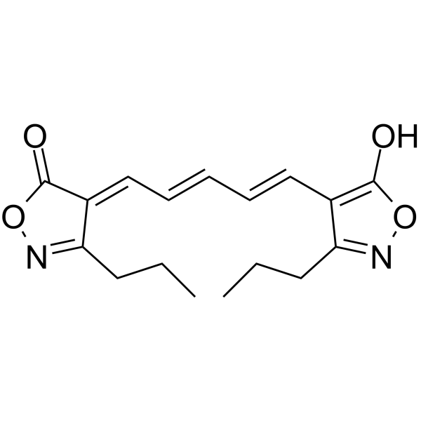 1,5-双(5-氧-3-丙基异唑-4-基)五甲川氧醇结构式