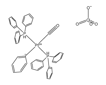 trans-carbonylphenylbis(triphenylphosphine)platinum(II) perchlorate Structure