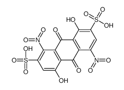 9,10-dihydro-1,5-dihydroxy-4,8-dinitro-9,10-dioxoanthracene-2,7-disulphonic acid Structure