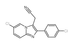 6-氯-2-(4-氯苯基)咪唑并[1,2-a]吡啶-3-乙腈结构式