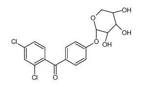 (2,4-Dichlorophenyl)(4-(beta-D-xylopyranosyloxy)phenyl)methanone hemih ydrate Structure