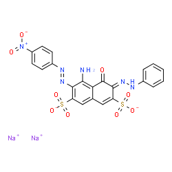 disodium (3E)-5-amino-6-(4-nitrophenyl)diazenyl-4-oxo-3-(phenylhydrazinylidene)naphthalene-2,7-disulfonate Structure