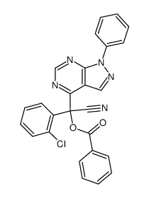 (2-chlorophenyl)(cyano)(1-phenyl-1H-pyrazolo[3,4-d]pyrimidin-4-yl)methyl benzoate结构式
