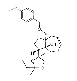 (3R,3aS,8aS)-3-((S)-2,2-diethyl-4-methyl-1,3-dioxolan-4-yl)-8a-(((4-methoxybenzyl)oxy)methyl)-6-methyl-2,3,4,5,8,8a-hexahydroazulen-3a(1H)-ol结构式