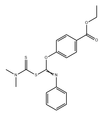 Benzoic acid, 4-[[[(dimethylamino)thioxomethyl]thio](phenylimino)methoxy]-, ethyl ester结构式