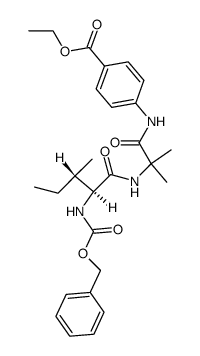 N-(benzyloxycarbonyl)-L-isoleucyl-2-methylalanyl-4-aminobenzoesaure-ethylester Structure