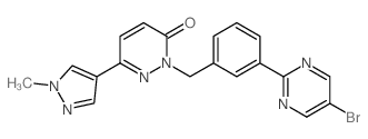 2-(3-(5-溴嘧啶-2-基)苄基)-6-(1-甲基-1H-吡唑-4-基)吡嗪-3(2H)-酮结构式
