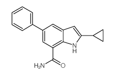 2-环丙基-5-苯基-1H-吲哚-7-羧酰胺结构式