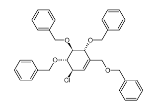 1D-(1,3/2,6)-4-benzyloxymethyl-1,2,3-tri-O-benzyltrihydroxy-6-chlorocyclohex-4-ene结构式