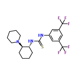 N-[3,5-双(三氟甲基)苯基]-N''-[(1R,2R)-2-(1-哌啶基)环己基]硫脲结构式