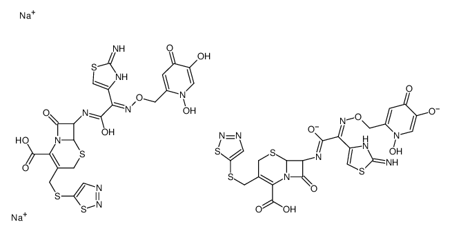 disodium,(6R,7R)-7-[[(2E)-2-(2-amino-1,3-thiazol-4-yl)-2-[(1,5-dihydroxy-4-oxopyridin-2-yl)methoxyimino]acetyl]amino]-8-oxo-3-(thiadiazol-5-ylsulfanylmethyl)-5-thia-1-azabicyclo[4.2.0]oct-2-ene-2-carboxylate,7-[[(2E)-2-(2-amino-1,3-thiazol-4-yl)-2-[(1,5-d结构式
