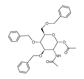 2-acetamido-3,4,6-tri-O-benzyl-2-deoxy-α-D-glucopyranosylacetate Structure