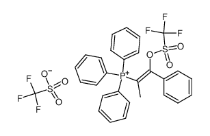 (Z)-triphenyl(1-phenyl-1-(((trifluoromethyl)sulfonyl)oxy)prop-1-en-2-yl)phosphonium trifluoromethanesulfonate结构式