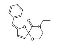 9-Ethyl-2-[1-phenyl-meth-(Z)-ylidene]-1,6-dioxa-9-aza-spiro[4.5]dec-3-en-10-one结构式