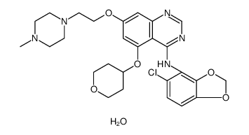 4-Quinazolinamine, N-(5-chloro-1,3-benzodioxol-4-yl)-7-[2-(4-methyl-1-piperazinyl)ethoxy]-5-[(tetrahydro-2H-pyran-4-yl)oxy]-, hydrate (1:3) Structure