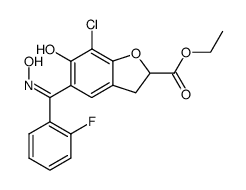 ethyl (E)-7-chloro-2,3-dihydro-5-(o-fluorobenzoyl)-6-hydroxybenzofuran-2-carboxylate oxime Structure