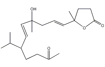 4,8-二甲基-8-羟基-11-(1-甲基乙基)-14-氧代-5,9-十五二烯-4-内酯结构式