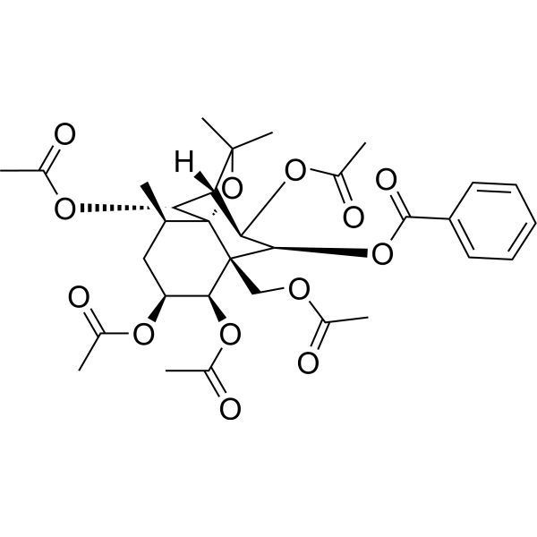 (1α,2α,6β,8α,9α)-1,2,6,8,12-Pentakis(acetyloxy)-9-(benzoyloxy)dihydro-β-agarofuran结构式