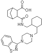 3-[[[[2-[[4-(1,2-苯并异噻唑-3-基)-1-哌嗪基]甲基]环己基]甲基]氨基]羰基]-双环[2.2.1]庚烷-2-羧酸结构式