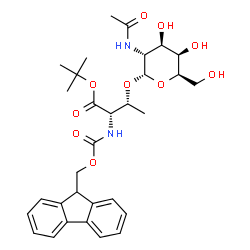 2-乙酰氨基-2-脱氧-Α-D-吡喃半乳糖基-(N-FMOC)-L-苏氨酸叔丁酯结构式