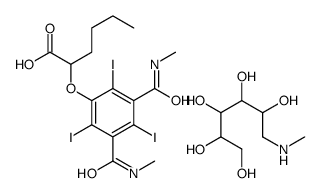 6-(methylamino)hexane-1,2,3,4,5-pentol,2-[2,4,6-triiodo-3,5-bis(methylcarbamoyl)phenoxy]hexanoic acid Structure