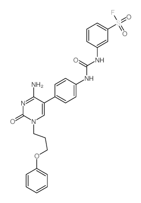 Benzenesulfonylfluoride,3-[[[[4-[4-amino-1,2-dihydro-2-oxo-1-(3-phenoxypropyl)-5-pyrimidinyl]phenyl]amino]carbonyl]amino]- structure