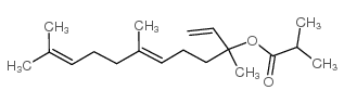 Propanoic acid,2-methyl-, 1-ethenyl-1,5,9-trimethyl-4,8-decadien-1-yl ester Structure