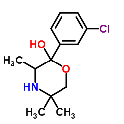 羟基1-(3-氯苯基)-2-[(1,1-二甲基乙基)氨基]-1-丙酮盐酸盐结构式
