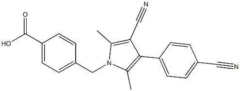 4-((3-cyano-4-(4-cyanophenyl)-2,5-dimethyl-1H-pyrrol-1-yl)methyl)benzoic acid Structure