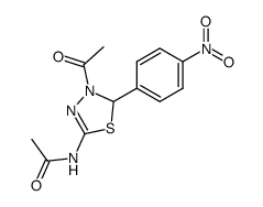 N-(4-acetyl-5-(4-nitrophenyl)-4,5-dihydro-1,3,4-thiadiazol-2-yl)acetamide结构式