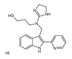 1-Propanol, 3-((4,5-dihydro-1H-imidazol-2-yl)((2-(2-pyridinyl)-1H-indo l-3-yl)methyl)amino)-, monohydroiodide Structure