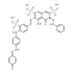 trisodium 4-amino-5-hydroxy-3-[[4-[[4-[(4-hydroxyphenyl)azo]phenyl]amino]-3-sulphonatophenyl]azo]-6-(phenylazo)naphthalene-2,7-disulphonate structure