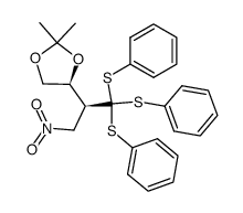 (4S)-2,2-dimethyl-4-((2'S)-3'-nitro-1',1',1'-tris(phenylthio)propan-2'-yl)-1,3-dioxolane结构式