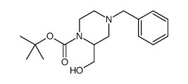 1-Piperazinecarboxylic acid, 2-(hydroxymethyl)-4-(phenylmethyl)-, 1,1-dimethylethyl ester结构式