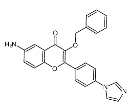 2-[(4-imidazol-1-yl)-phenyl]-3-benzyloxy-6-amino-4H-1-benzopyran-4-one结构式